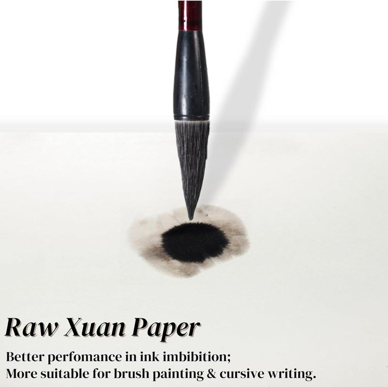 Eorbow Chinese Calligraphy Xuan Paper, 14In x 328Ft Thicken Roll Pack Rice Paper, Sumi Paper for Chinese Japanese Calligraphy Brush Ink Writing and Painting, 35cm x 100m - Image 5